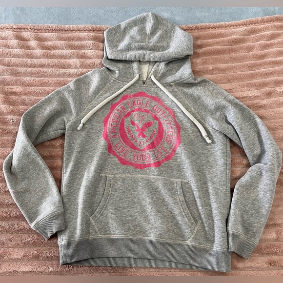 Xs hoodie American Eagle, grey and pink - Picture 1 of 5